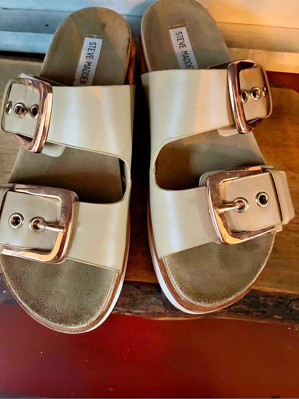 Steve Madden Margey Buckle Sandals in White